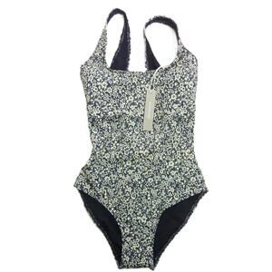 NWT Everlane The Square Neck  XXS Swimsuit One piece Blue Navy Floral